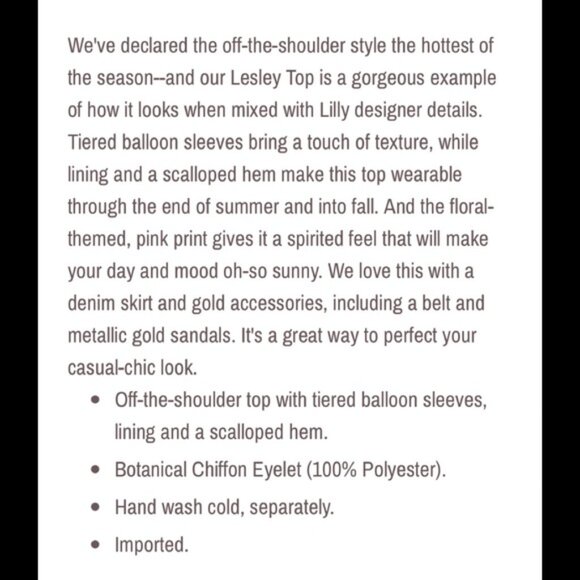 Lilly Pulitzer Razberry Botanical Chiffon Eyelet Lesley Off the Shoulder Blouse - Picture 3 of 11